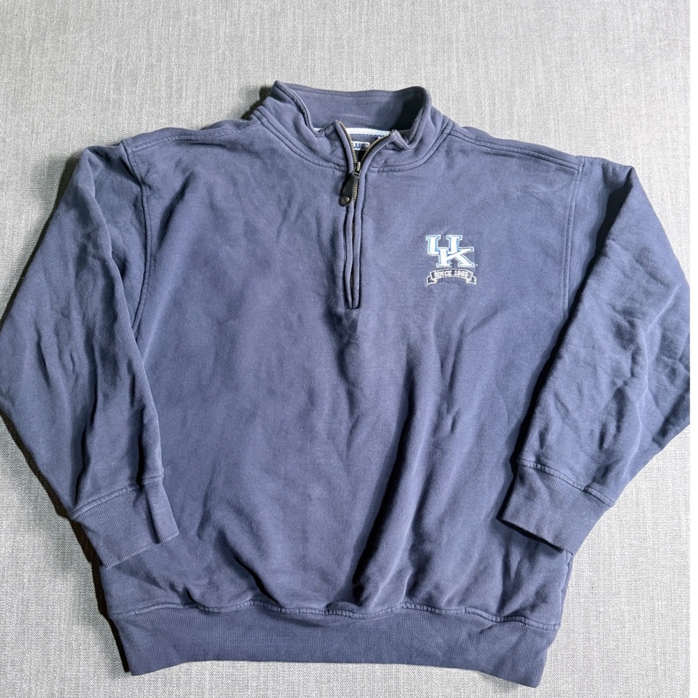 Live Blue Kentucky Wildcats Quarter Zip Sweatshirt Mens XL Navy Blue UK Logo